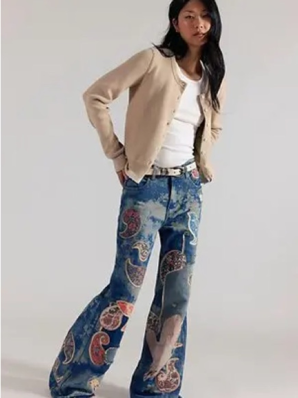 NWT Free People We The Free Flying High Patched Jeans Size 24